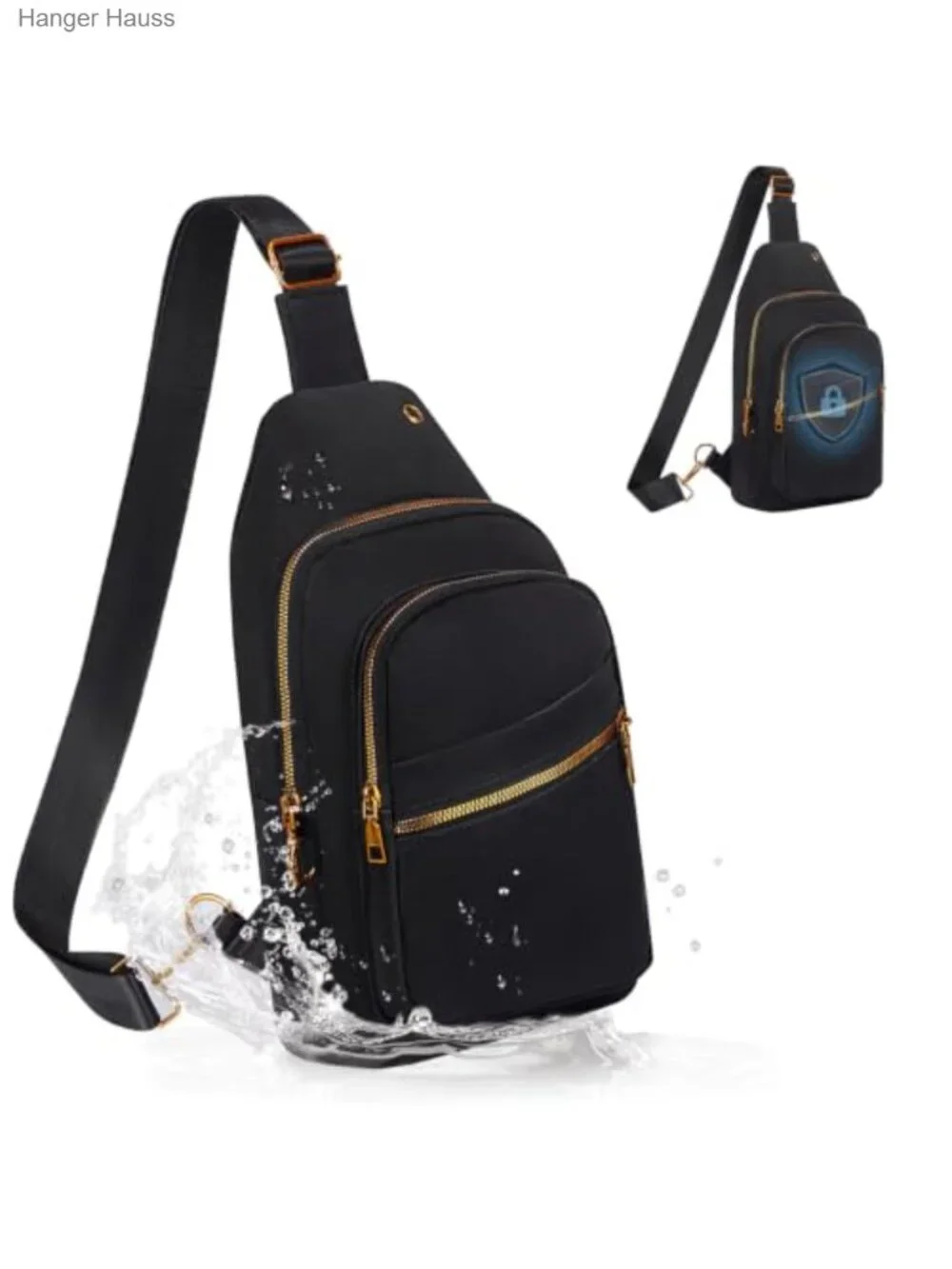 Waterproof RFID Sling Bag Crossbody Backpack for Travel Hiking, Adjustable Strap